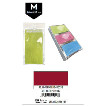 Pack 12 Sobres Kraft Rojo Tamaño "M" 20+6x35 cm