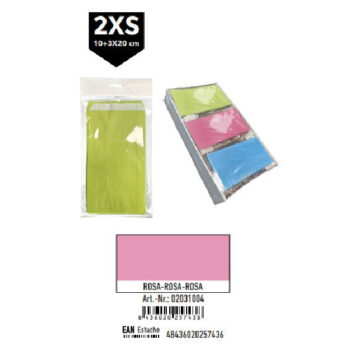 Pack 12 Sobres Celulosa Rosa Tamaño "2XS" 10+3x20 cm
