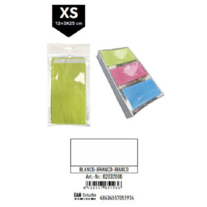 02032000 Pack 12 Sobres Celulosa Blanco Tamaño "XS" 12+3x25 cm