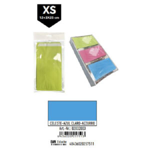 02032003 Pack 12 Sobres Celulosa Celeste Tamaño "XS" 12+3x25 cm
