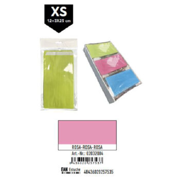 Pack 12 Sobres Celulosa Rosa Tamaño "XS" 12+3x25 cm