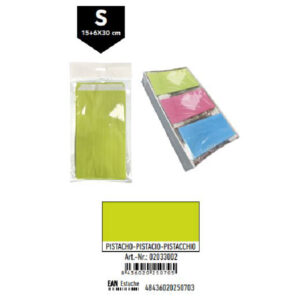 02033002 Pack 12 Sobres Celulosa Pistacho Tamaño "S" 15+6x30 cm