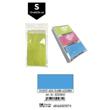 Pack 12 Sobres Celulosa Celeste Tamaño "S" 15+6x30 cm