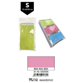 Pack 12 Sobres Celulosa Rosa Tamaño "S" 15+6x30 cm