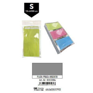 02033006 Pack 12 Sobres Kraft Plata Tamaño "S" 15+6x30 cm