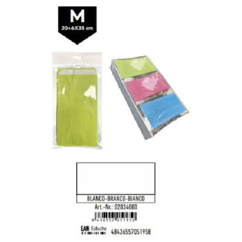 Pack 12 Sobres Celulosa Blanco Tamaño "M" 20+6x35 cm