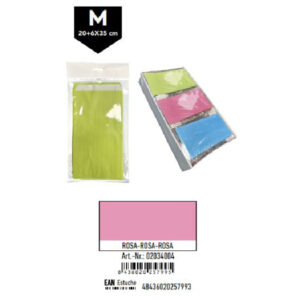 02034004 Pack 12 Sobres Celulosa Rosa Tamaño "M" 20+6x35 cm