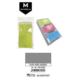 02034006 Pack 12 Sobres Kraft Plata Tamaño "M" 20+6x35 cm