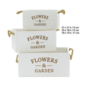 C-2106 Juego 3 Cajas Madera Blanca Asas