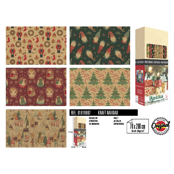 Rollos Kraft Navidad 70 x 200 cm