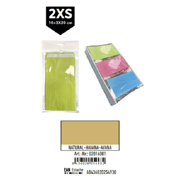 Pack 12 Sobres Kraft Tamaño "2XS" 10+3x20 cm