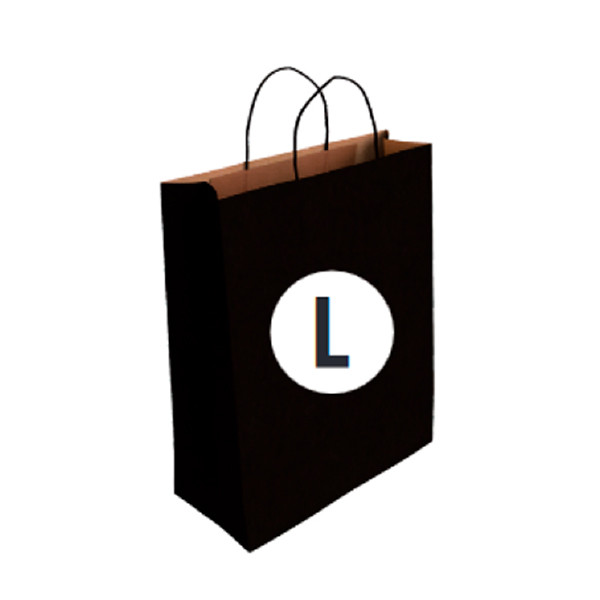 Bolsa Kraft Color Negro Tamaño "L" 32+14x40 cm