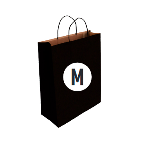 Bolsa Kraft Color Negro Tamaño "M" 27+12x37 cm