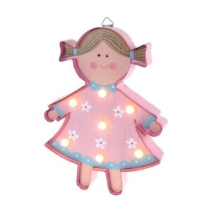 Muñeca Metal Rosa Con Luz Grande