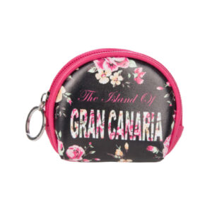 Monedero Redondo Flores Gran Canaria Negro