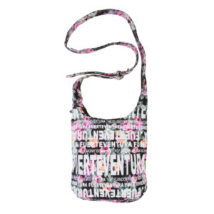 Bolso Saco Flowers Peq. Fuerteventura Negro/Blanco/Multi.