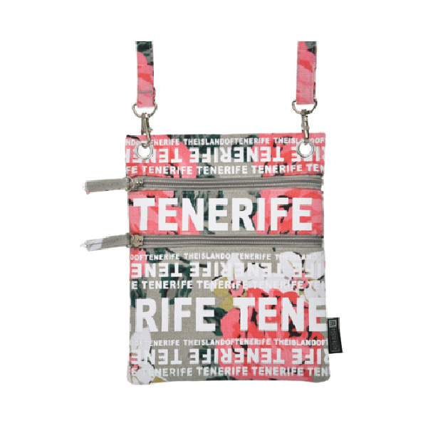 Bolso Pasaporte Flowers Tenerife Beige/Blanco/Multi.
