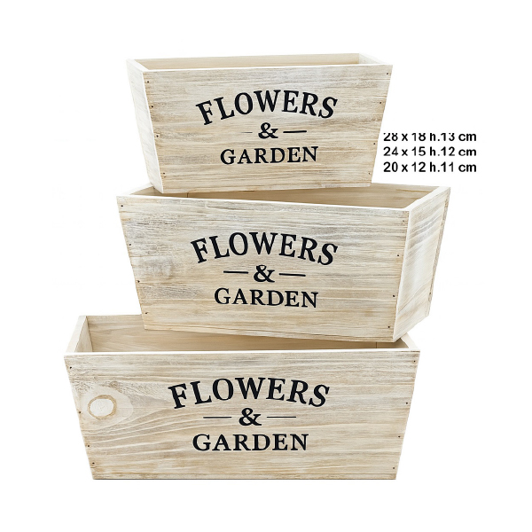 Juego 3 Cajas Madera Blanco